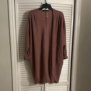 Textured Mauve Long Sleeve Cocoon Cardigan Medium